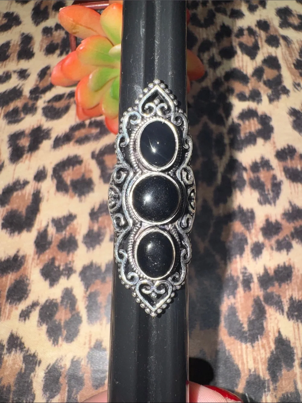 Huge Silver Onyx Ring